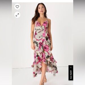 Multi colored floral high-low dress